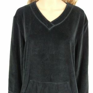 J Jill Medium Long Sleeve Black Shirt Kangaroo